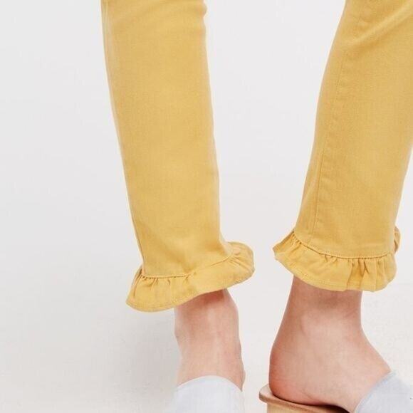 new NWT Sz XS 0-2 yellow Capulet Imogen Cropped Ruffle Jean - Picture 6 of 8